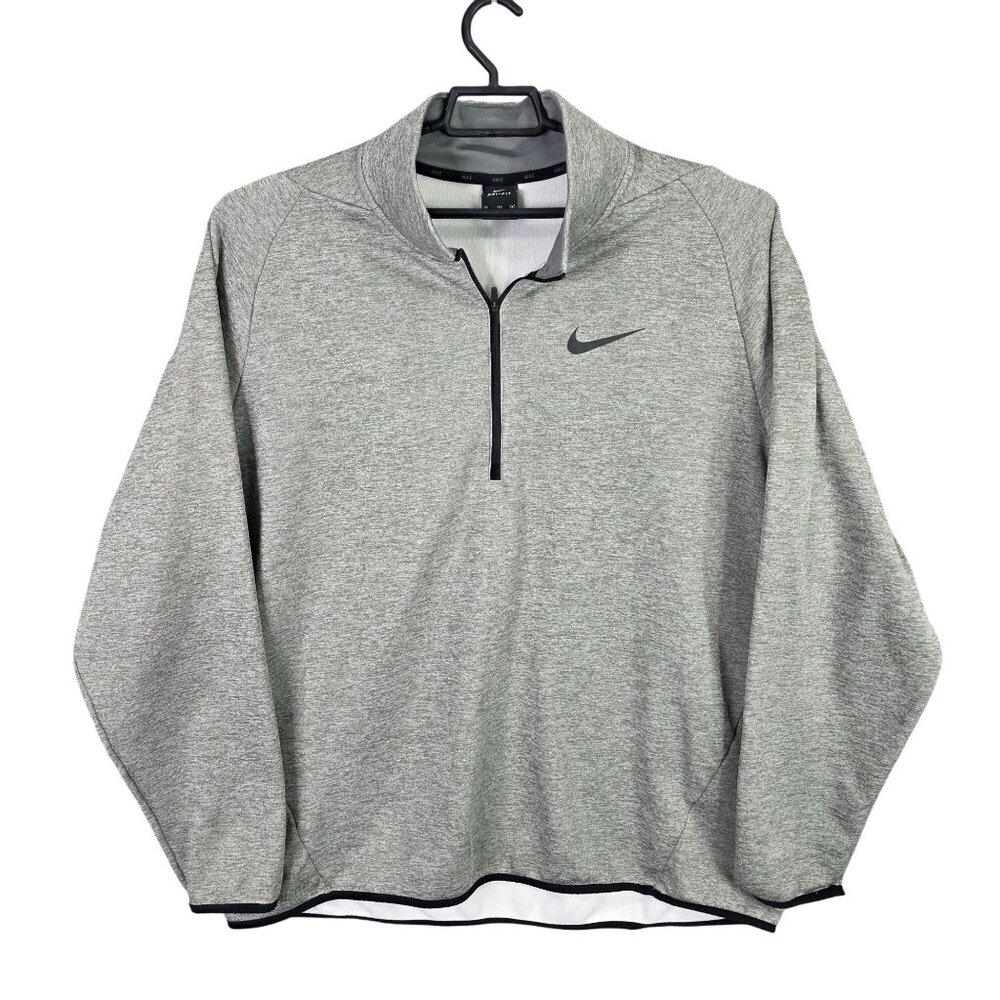 Mens Nike Dri-Fit Gray 1/4 Zip Pullover Sweatshirt Long Sleeve Polyester XXL